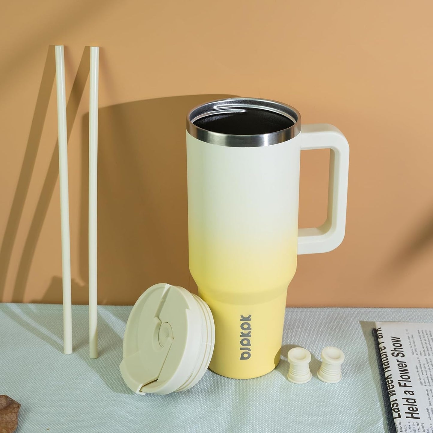 BJPKPK Insulated Tumblers With Handle And Straw 30 oz Stainless Steel Tumbler Cups With Lid,Pistachio Green