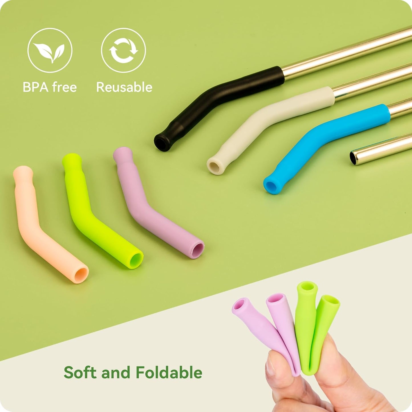 Snowfall Metal Straw Reusable for Stanley 30 OZ, 2 Pcs Reusable Long Stainless Steel Drinking Straws with Silicone Tip, 1 Straw Brush, BPA Free (Light Pink)