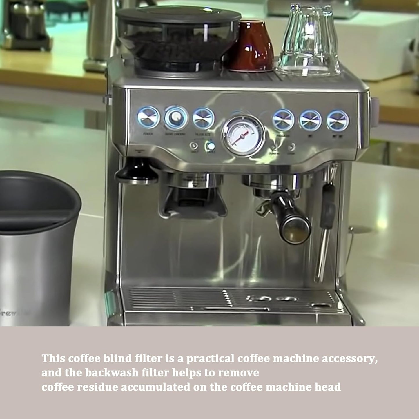 58mm Backflush Inser, Backflush Filter Espresso, Stainless Steel Back Flush Blind Filter Basket Fits for Breville Gaggia Classic and other Espresso Machines Espresso Cleaning Disc (1-Piece Set)