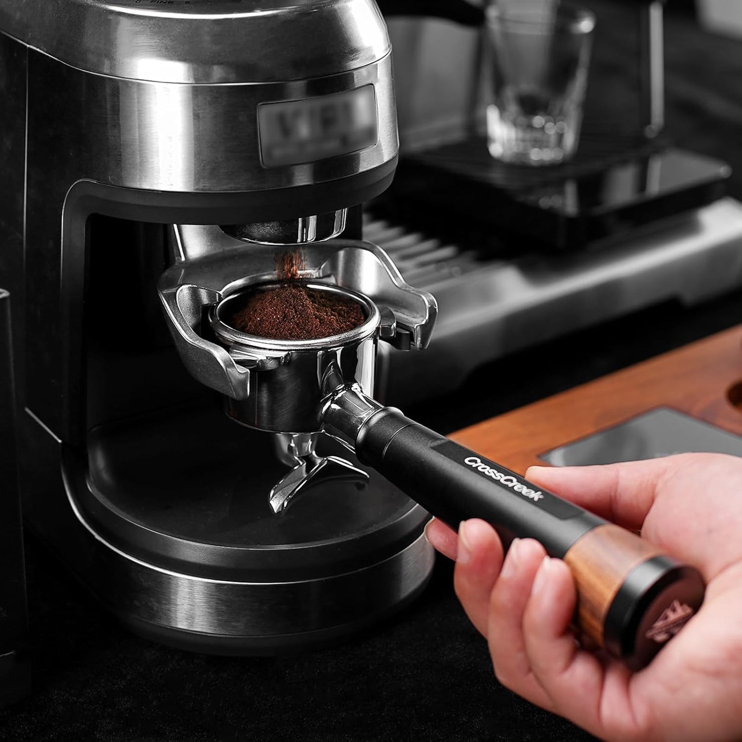 54mm Espresso Double Spouts Portafilter with 3 Ear | Stainless Steel Basket and Black Aluminum Alloy Handle | Fits 54mm Breville/Sage Barista Espresso Machine | Espresso Accessories