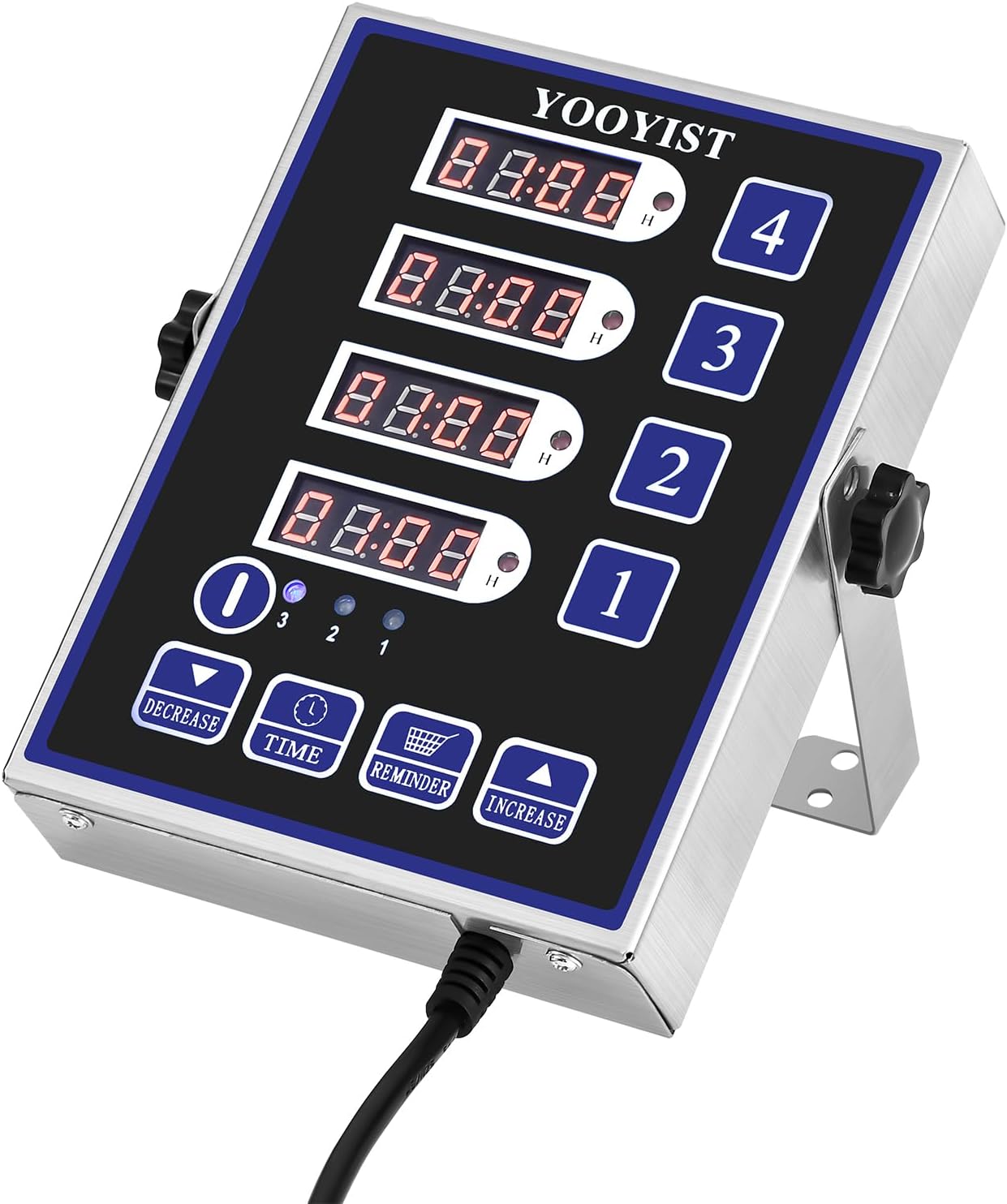 Kitchen Timers for Cooking – 4 Channel Commercial Kitchen Timer Restaurant Kitchen Supplies – Stainless Steel LED Technology Kitchen Timer Digital – Reminder Function, Loud Alarm, Black