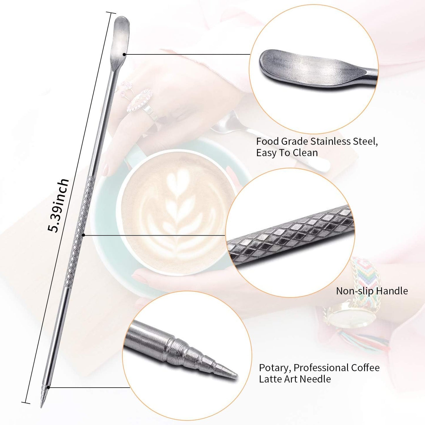 Espresso Milk Frothing Pitcher, Stainless Steel 300Z/900ML Coffee Milk Frother Cup with Decorating Art Pen for Espresso Machine, Latte Art