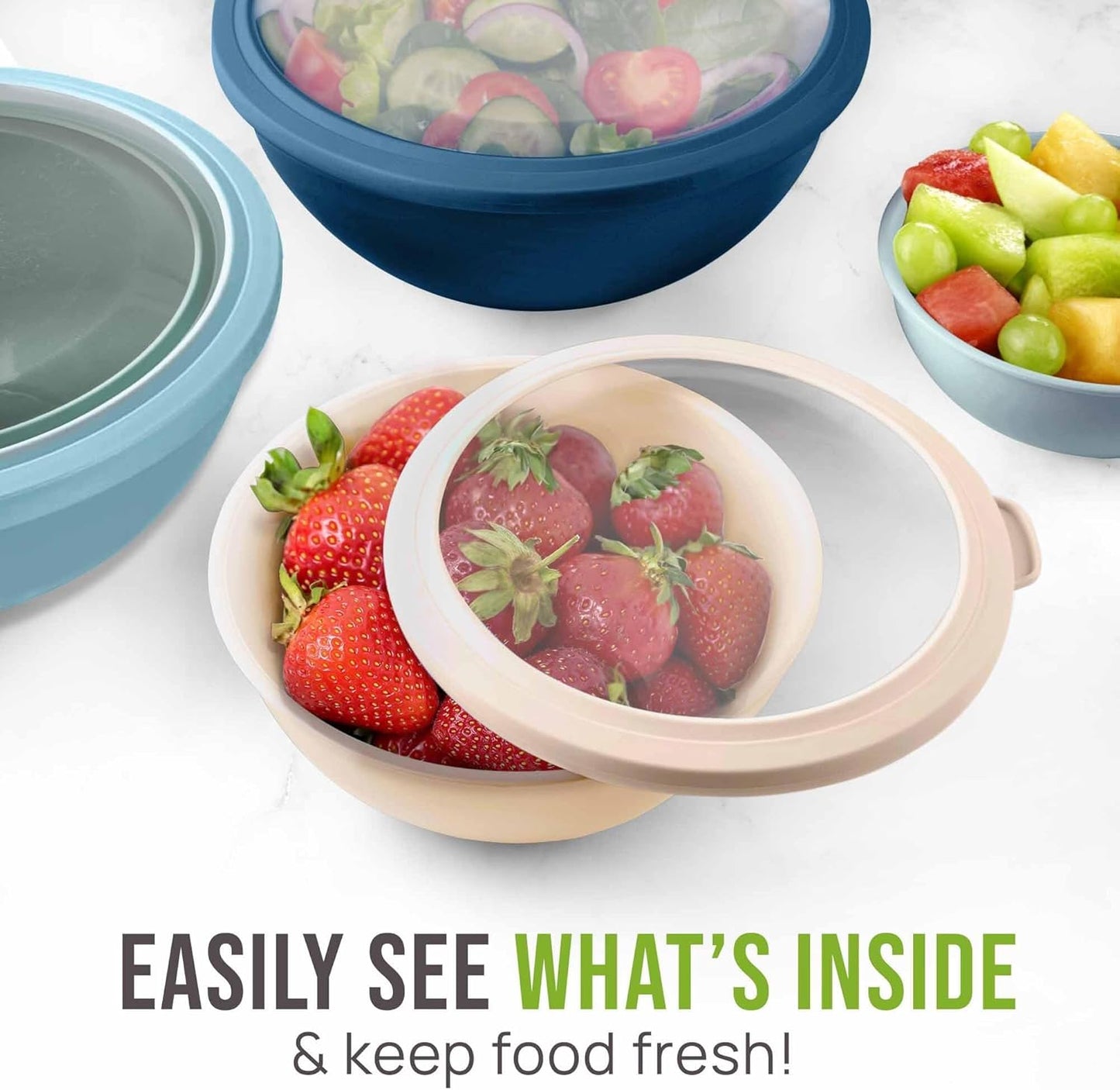 Zulay Kitchen 12 Piece Plastic Mixing Bowls with Leak-Proof Lids Set - Microwave and Freezer Safe Kitchen Mixing Bowls for Preparing, Serving and Storing - Large Nesting Bowls (Twilight Ombre)