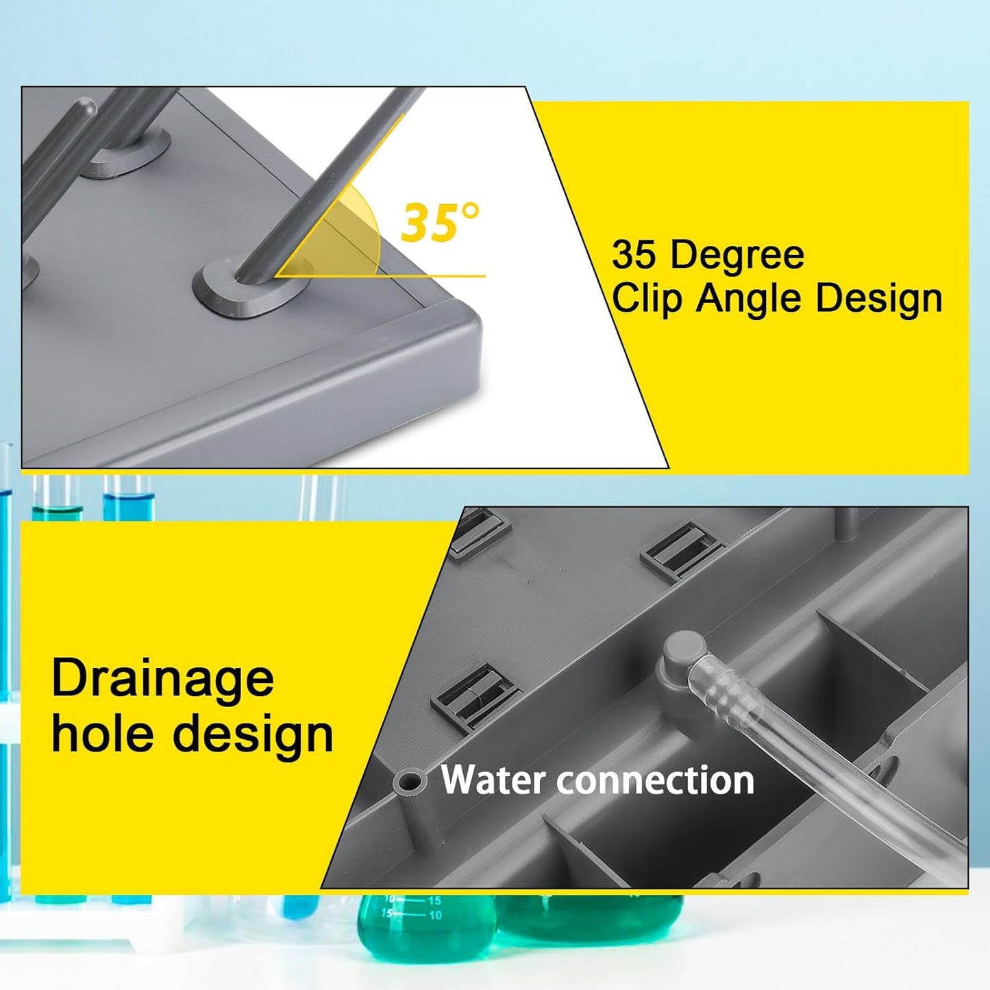 54 Pegs Lab Drying Racks - Double- Sided Lab Supply Pegboard Bench,Detachable PP Test Tube Drying Rack