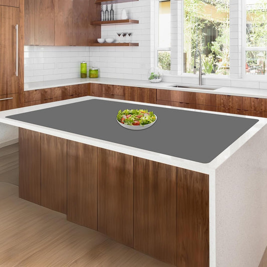 35.4"x23.6"(90cmx60cm) Large Silicone Kitchen Counter Mat, Heat Resistant Non-Slip Countertop Protector, Waterproof Multipurpose Mat for Kitchen Island, Dark Gray