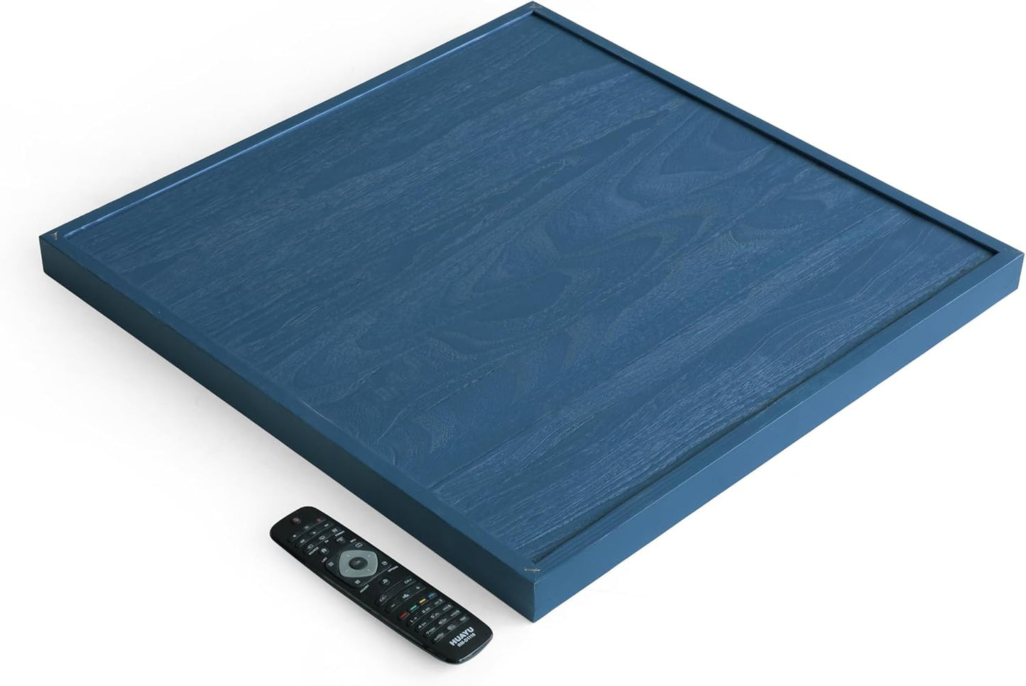 Square Ottoman Table Tray 24" - Rustic Wooden Serving Tray for Farmhouse Decorative Oversized Coffee Table Trays Living Room Kitchen Counter Breakfast Blue