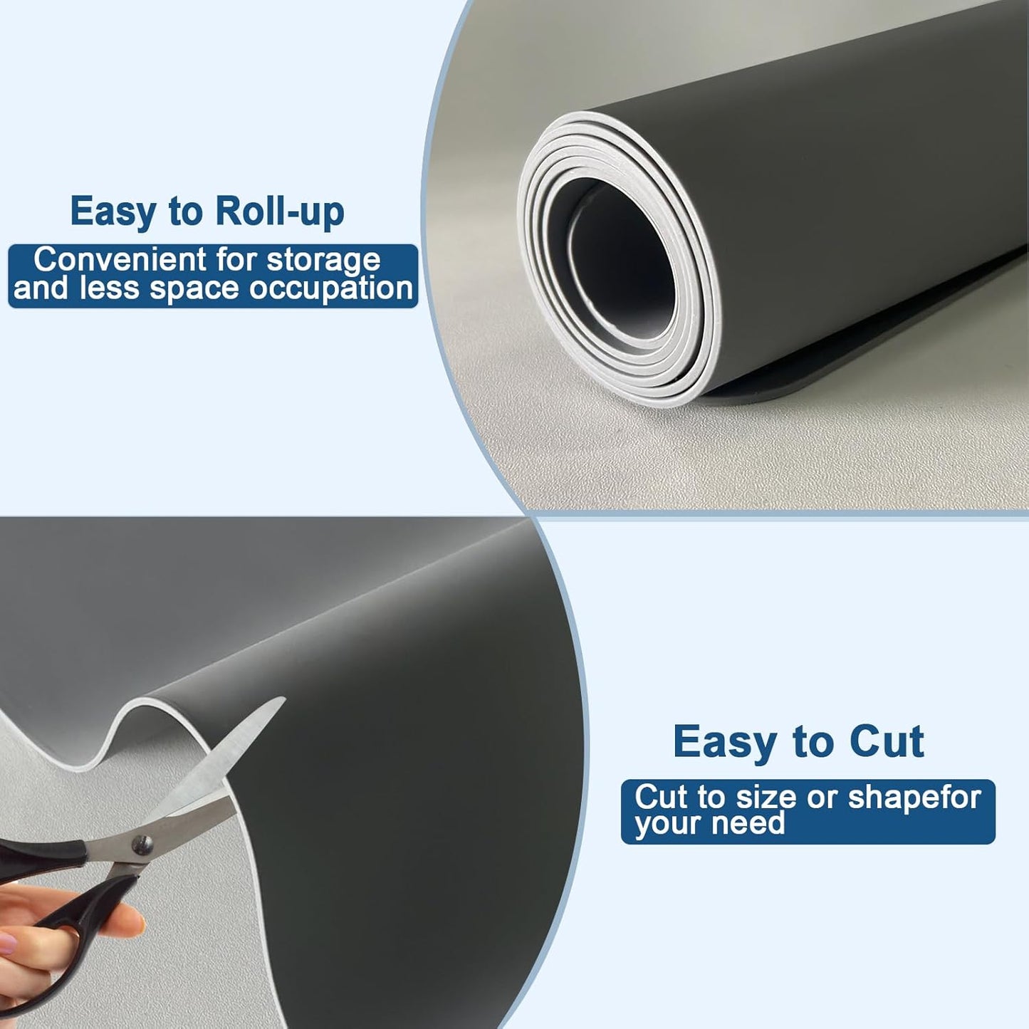 23.6"x15.7" Silicone Mats for Kitchen Counter, Non-Slip Heat Resistant Countertop Protector, Waterproof Silicone Craft Mat for Kitchen Island, Light Gray