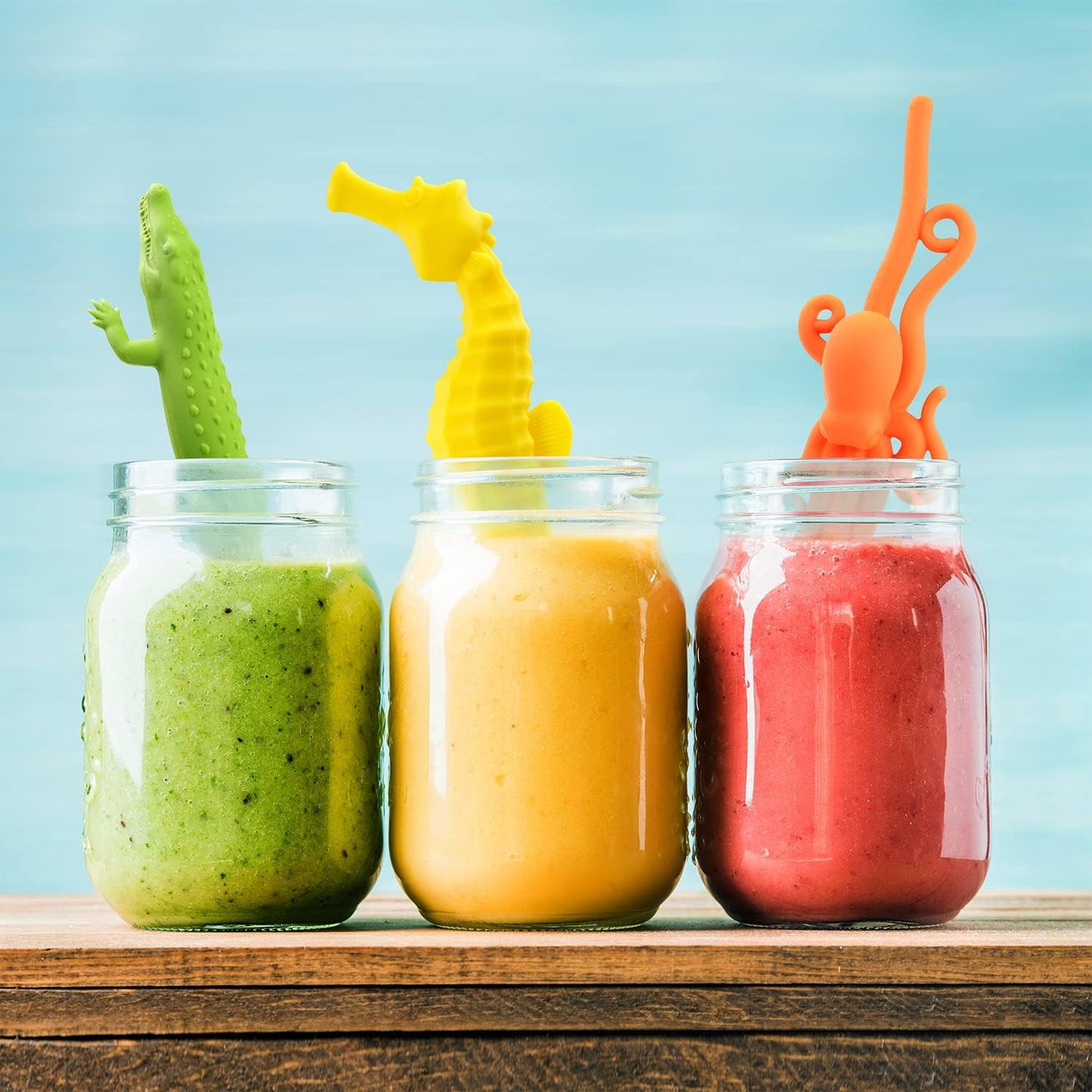 Hoobbe Silicone Reusable Animal Straw for kids, Fun and cute for Pool Side Party, Birthday Party, Under the Sea Party, BPA Free, Dust-Proof and Dishwasher Safe (Octopus), 1 straw per pack