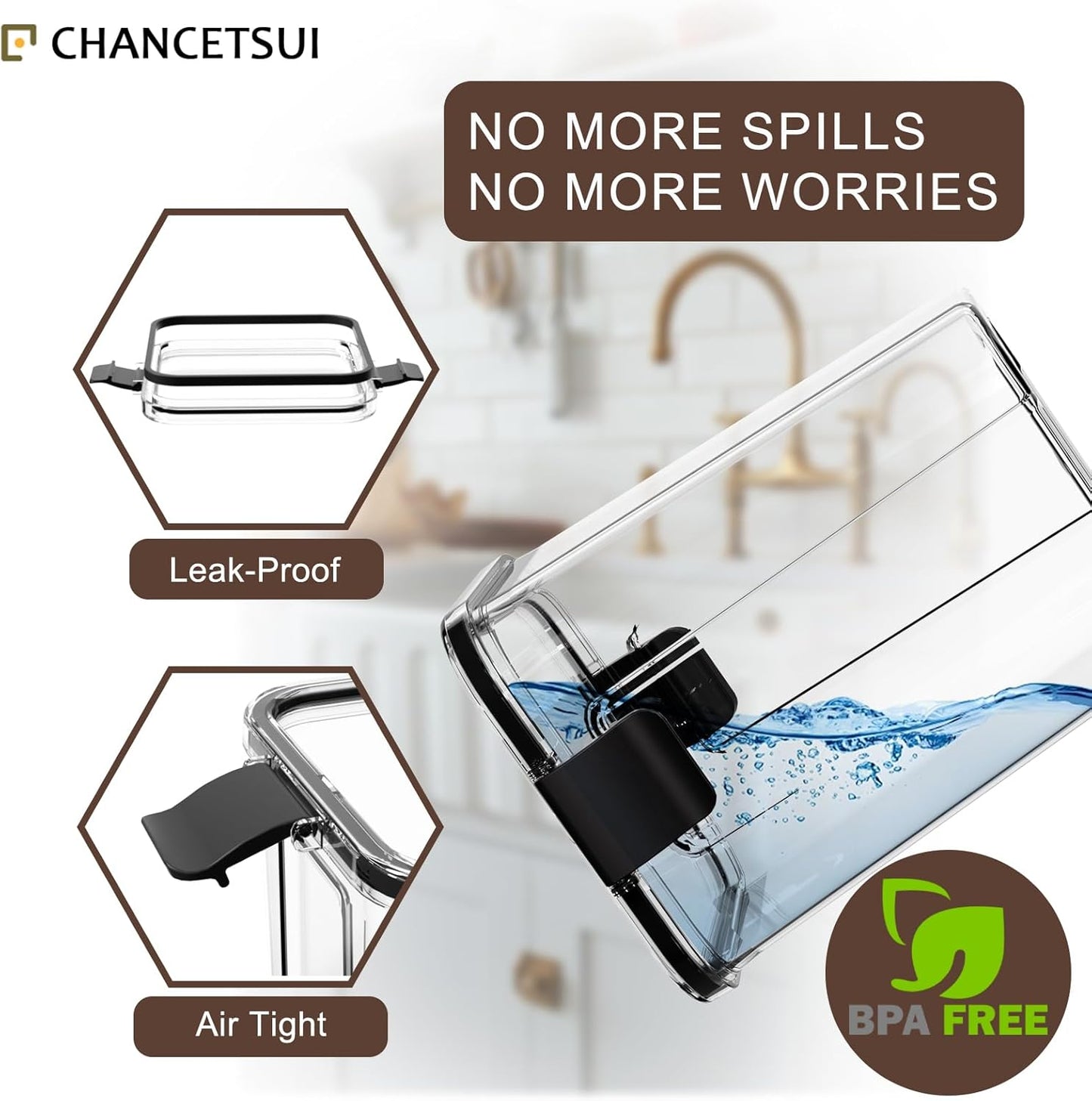 CHANCETSUI Small Airtight Food Storage Containers with Lids: Kitchen Pantry Organization for Dry Baking Ingredients BPA Free Clear Plastic 4-Piece Canister Set, 1.1 qt /1 L