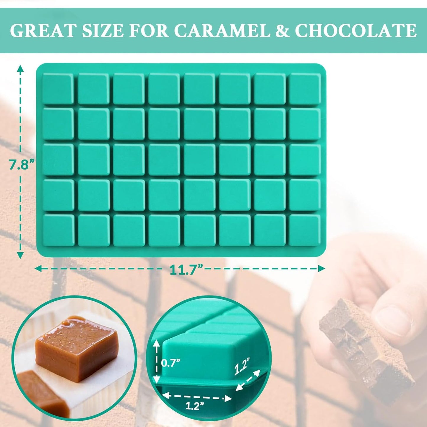 HKNMTT Square Candy Molds Silicone for Caramels Truffles Chocolate, 2 PCS 40 cavities for Baking, Food Grade Gummy Making Kit Wax Melts Moulds