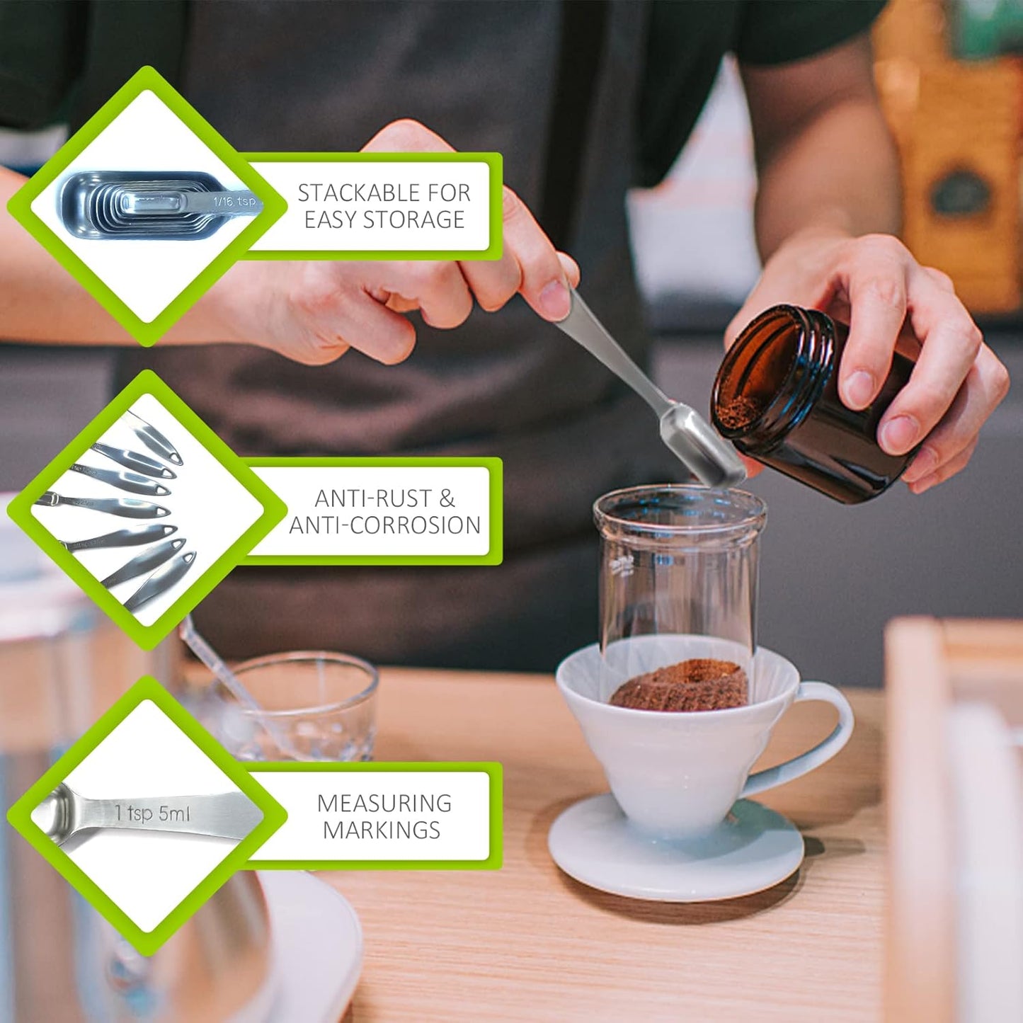 2PCS 1Tablespoon (1tbsp, 3tsp, 15ml, 1/2oz) Single Measuring Spoon, Individual Stainless Steel Long Handle Measure Teaspoon Only