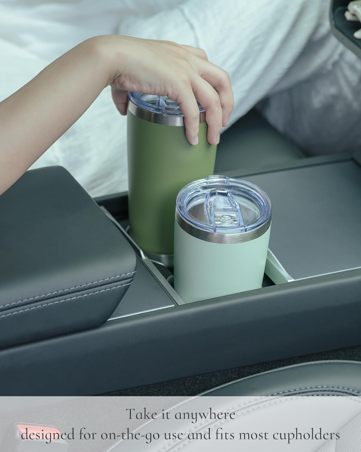 Travel Coffee Tumbler 20oz, 4 Pack Leakproof Travel Coffee Mug with Lid and Straw, Stainless Steel Double Wall Vacuum Insulated Tumbler for Hot/Iced Drinks (Textured Matte, Black)