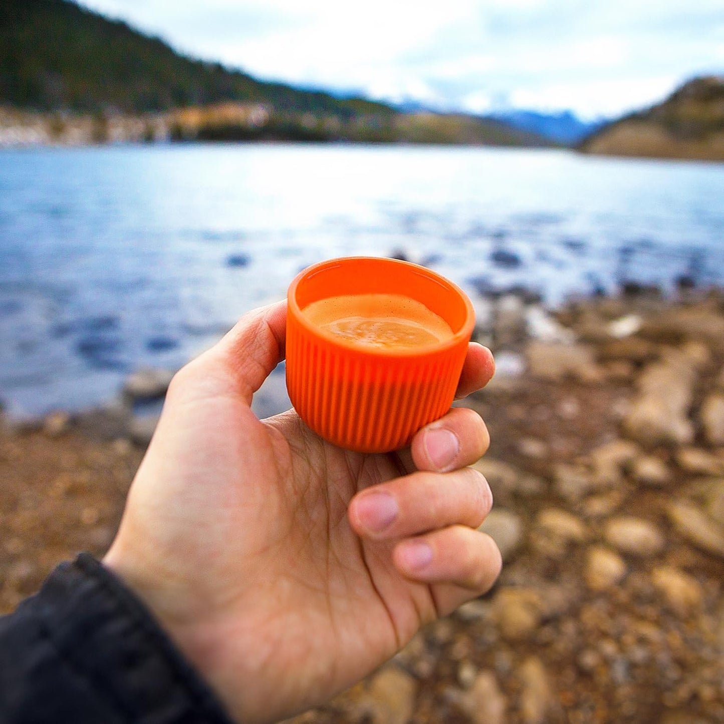 WACACO Nanopresso Portable Espresso Maker, Upgrade Version of Minipresso, 18 Bar Pressure, Small Travel Coffee Machine, Manually Operated, Perfect for Kitchen and Office, Orange