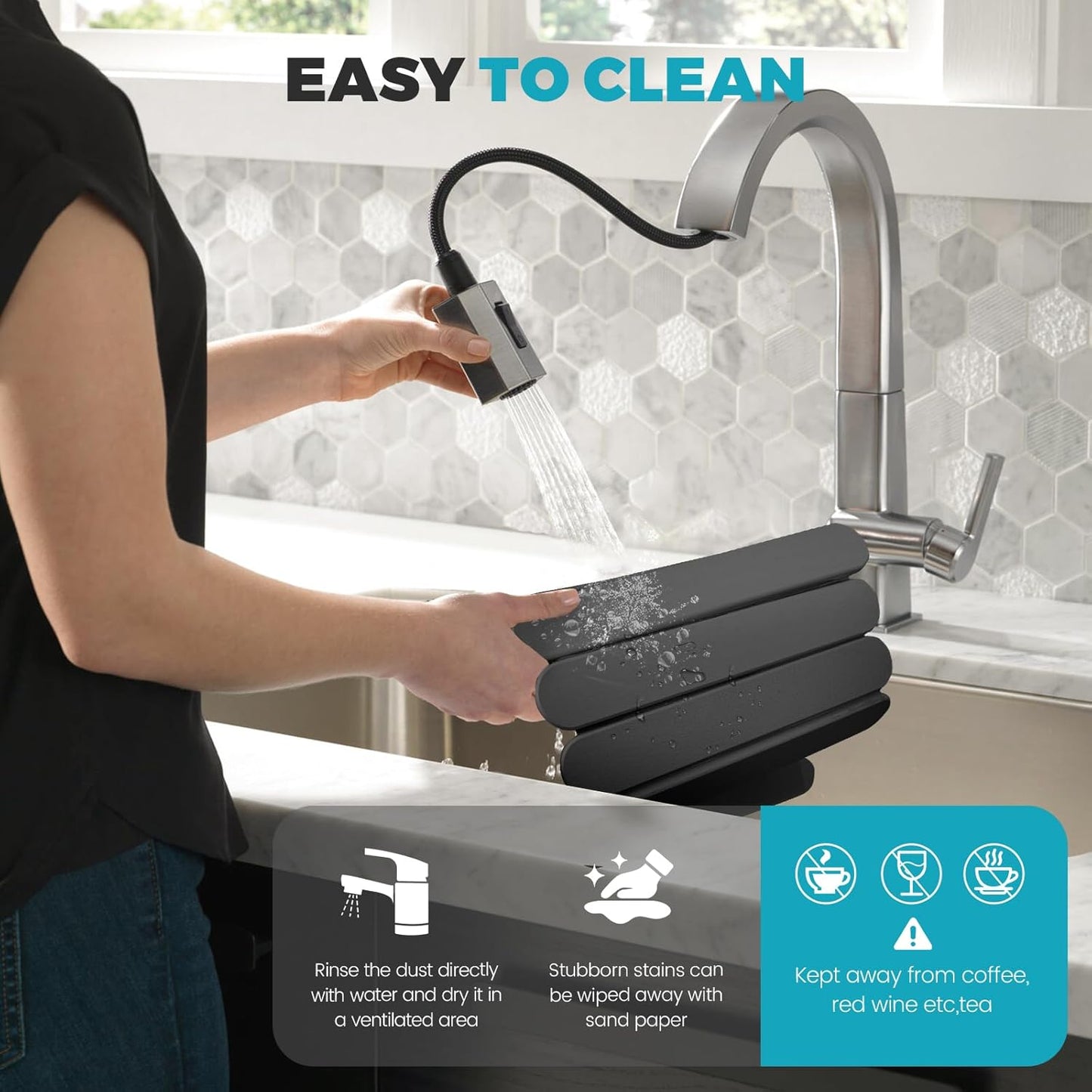 Extral Large Quick Dry Stone Drying Mat for Kitchen Counter,24"(L)x16"(W) Collapsible Eco-Friendly Absorbent Diatomaceous Earth Mat for Dishes Cups,Dish Drying Mats (Deep gray-Ellipse, 24x16 inch)