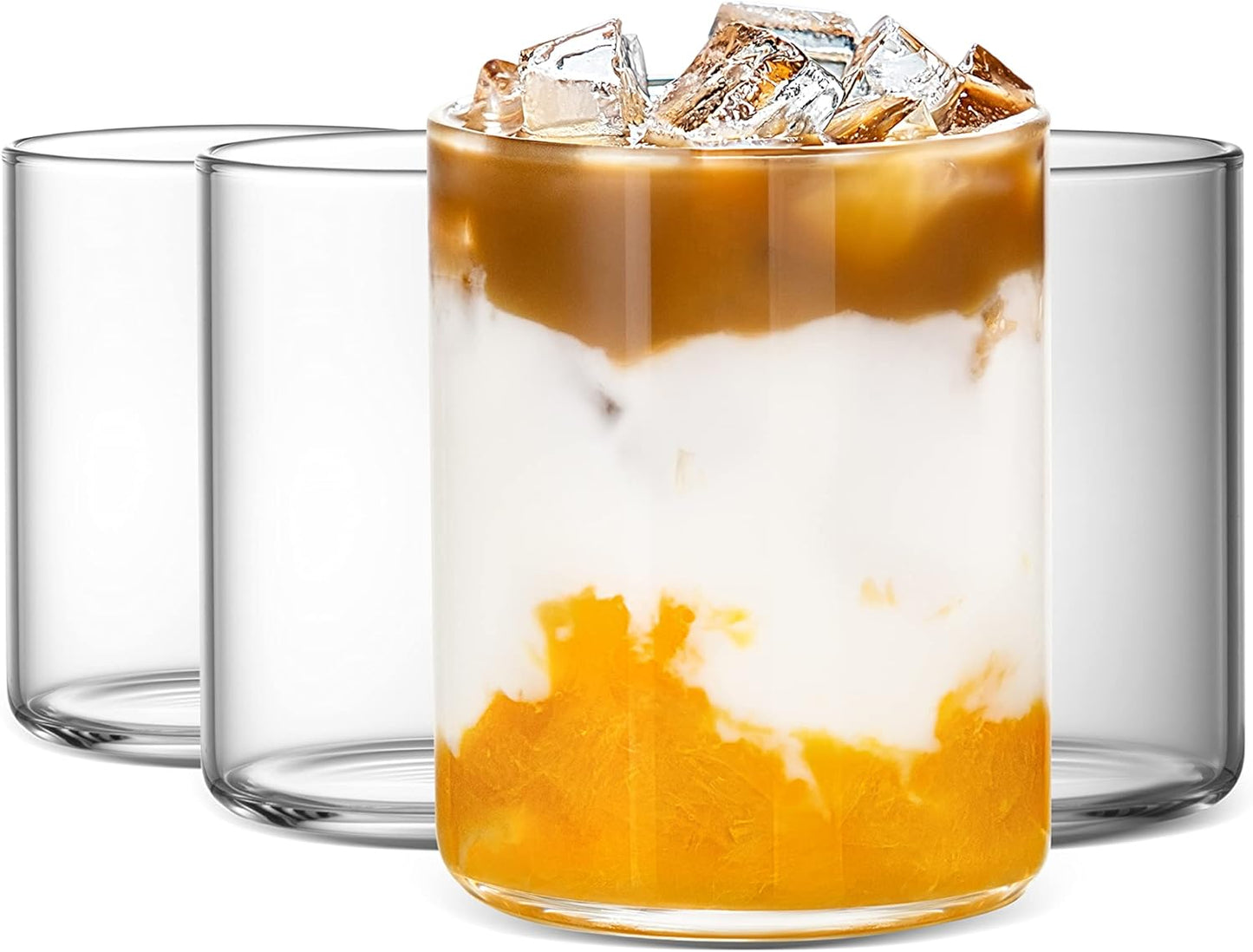 Thin Drinking Glasses Set of 4,15oz Cocktail Glass Set,Low ball Glasses for Water,Juice,Milk,Cocktails, Beer and More, Elegant Bar Glassware,Lead-Free whiskey Glasses,Glass Drink Tumblers (15 OZ)