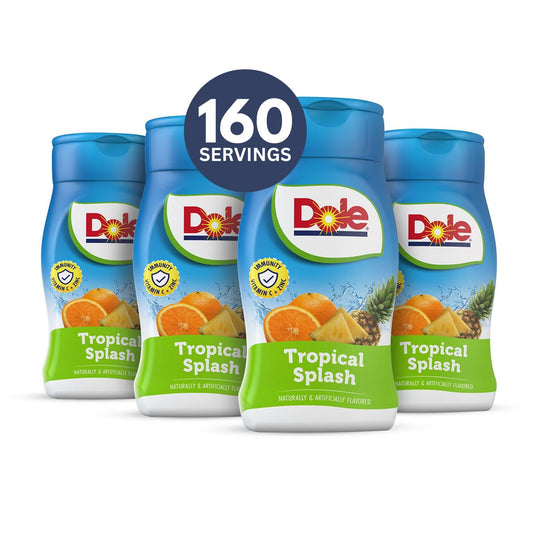 Dole Tropical Splash Liquid Water Enhancer - Sugar Free & Delicious, Makes 160 Flavored Water Beverages - Pack of 4
