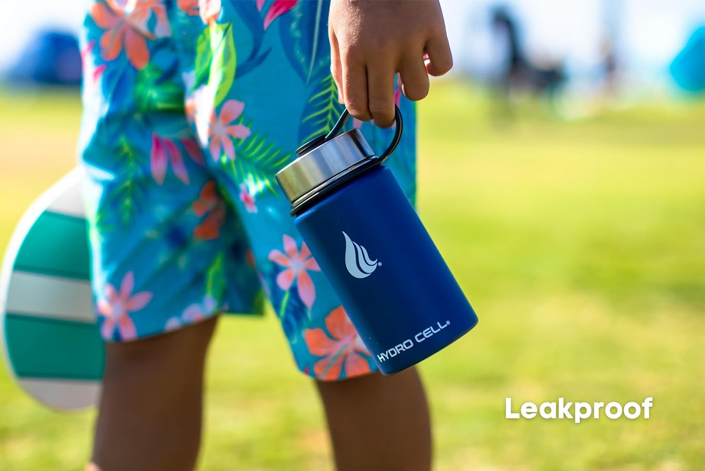 HYDRO CELL Stainless Steel Insulated Water Bottle with Straw - For Cold & Hot Drinks - Metal Vacuum Flask with Screw Cap and Modern Leakproof Sport Thermos for Adults (Navy 14oz)