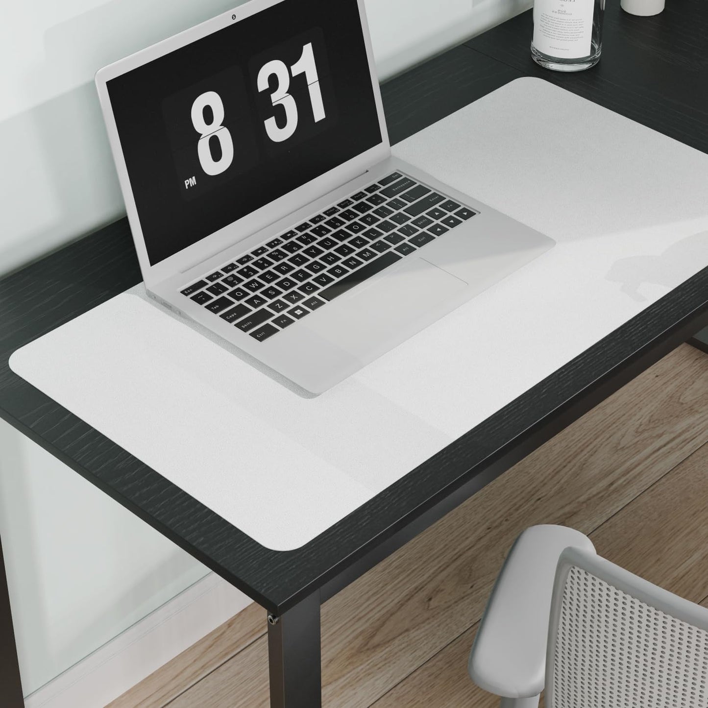 Pure White Plastic Table Cover Protector, 24" x 48" Waterproof Easy Flat PVC Desk Pad Mat, 1.5mm Thick Rectangle Vinyl Table Top Protector for Dining Room Table, Office, Dresser