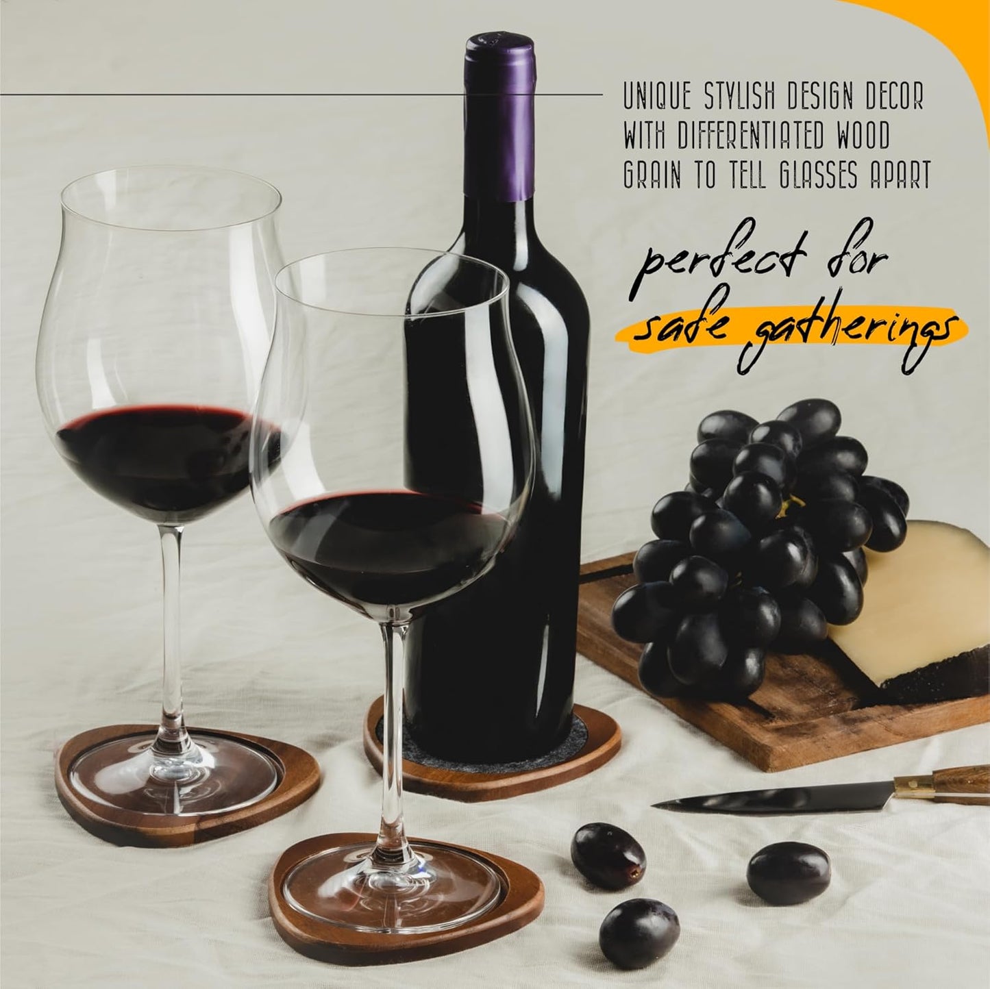 Roonin Mid Century Modern Decor Coasters Set of 4 - Absorbent Coaster - Felt Coaster MCM Decor - Midcentury Modern Wooden Coasters for Drink