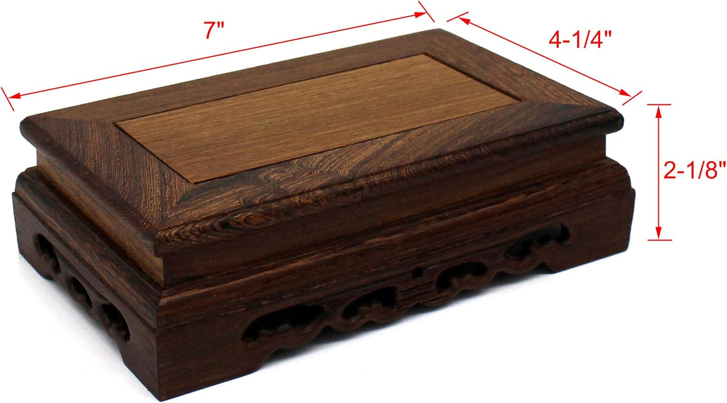 CVHOMEDECO. Primitives Rustic Rosewood Rectangle Display Stand Vase Pot Base Fishbowl Pedestal Stand. (6-1/2 Inch)