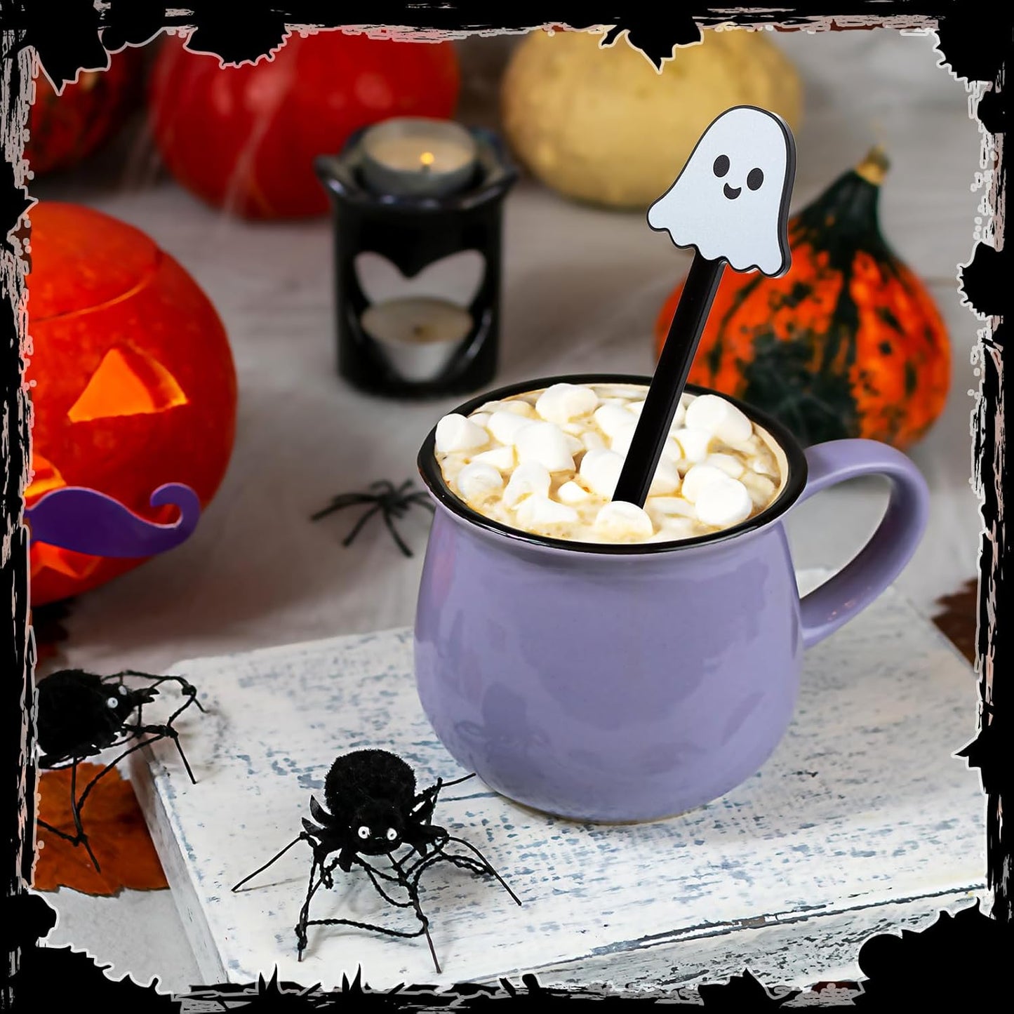Remerry 18 Pcs Halloween Swizzle Sticks 6.7 Inches Halloween Reusable Stir Sticks Acrylic Drink Stirrers Ghost Cocktail Coffee Stirrers Bulk for Coffee Bar Cocktail Milk Party Decor(Ghost)