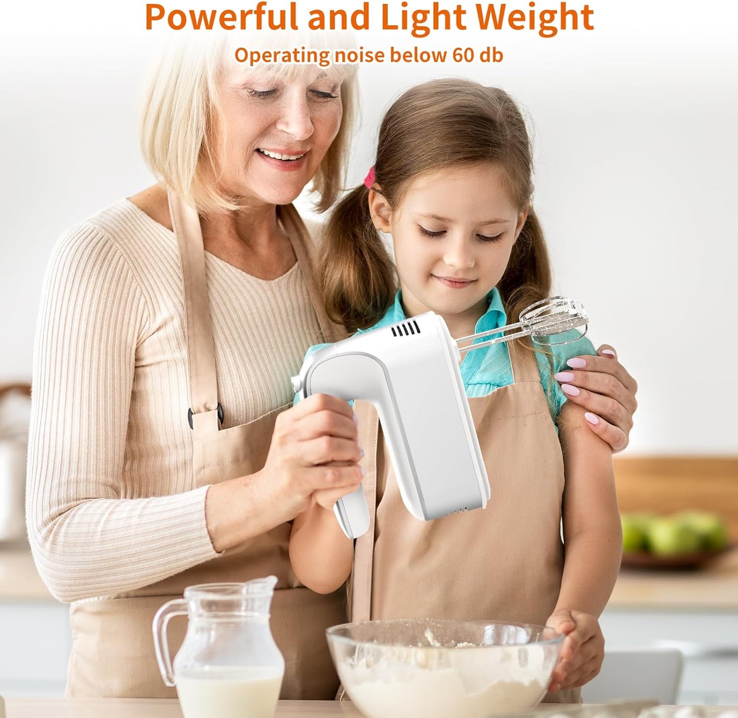 CBQ Hand Mixer Electric, 9 Speed 400W Handheld Mixer with Digital Display, Touch Button, Turbo, Snop-On Storage Case, 5 Stainless Steel Accessories, Mixer Electric Handheld for Cake, Cookie, Egg,