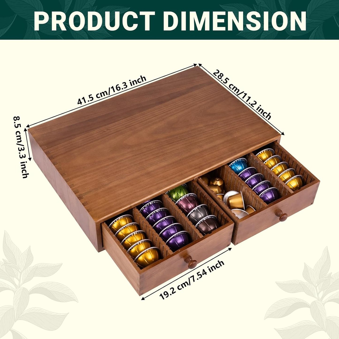 Coffee Pod Storage Holder, Pods Holder Storage for Coffee Capsules, Wooden Coffee Pod Organizer for Coffee Capsules,Extra Large Capatity Coffee Pods Storage