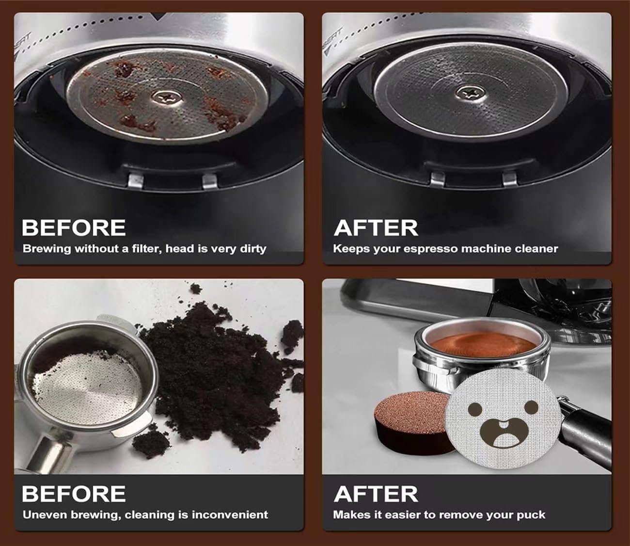 51mm Espresso Puck Screen, Lower Shower Screen, Metal Coffee Reusable Filter for 51mm Espresso Portafilter Basket, 1.7 Thickness(Happy)