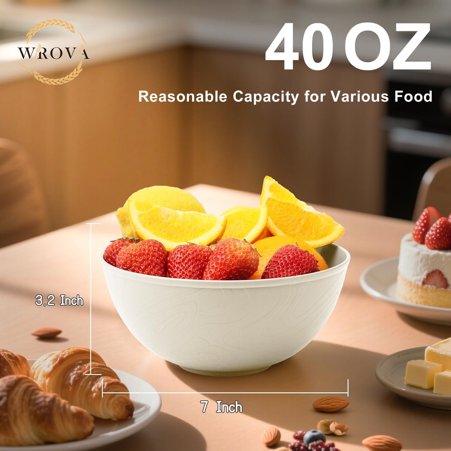 Wheat Straw Bowls for Kitchen set of 6,Anti-Scald Thick Soup Bowls 40oz,Microwave and Dishwasher Safe Bowl Sets, Unbreakable Cereal Bowl Sets. Vibrant Series