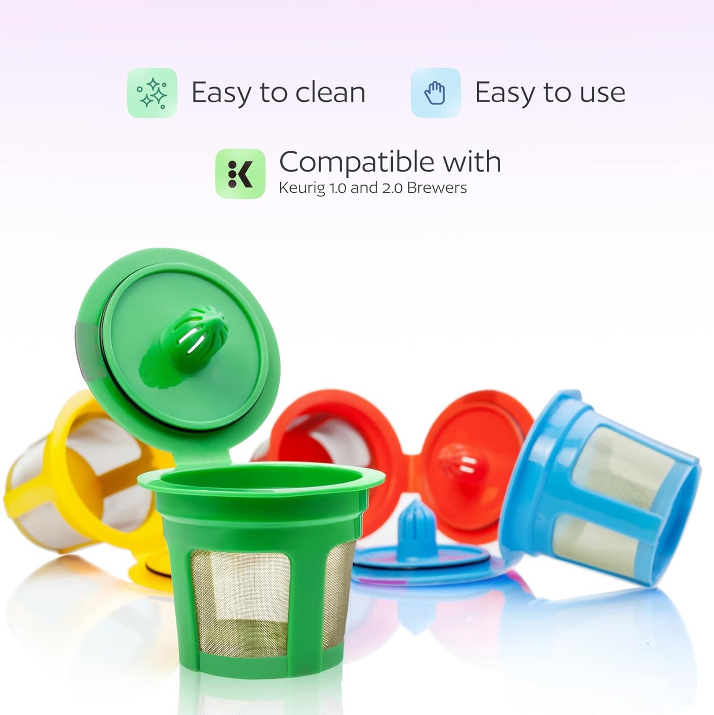 GoodCups 4 Reusable K Cups for Keurig - 4 Colors Refillable Kcups Coffee Filters for Keurig Coffee Makers