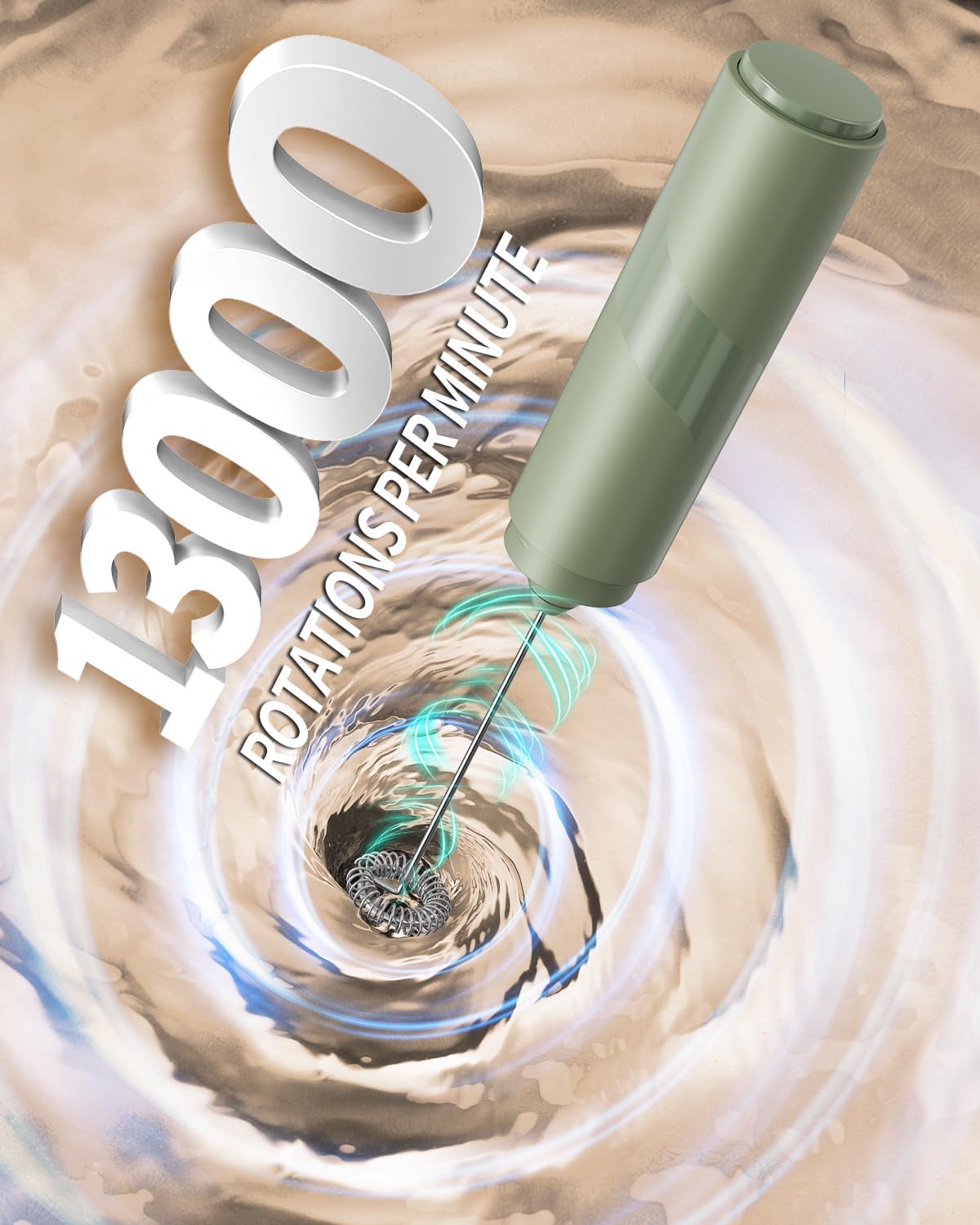 CIRCLE JOY Portable Milk Frother Hanheld, Battery Operated Electric Coffee Frother Wand Drink Mixer for Matcha Lattes Cappuccino, Kitchen Gifts, Green