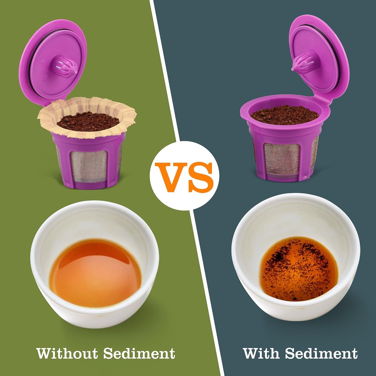 2 Pack Reusable K Cups with 200 Count Natural Disposable Coffee Paper Filters, Compatible with Single Serve Coffee Pods Coffee Maker