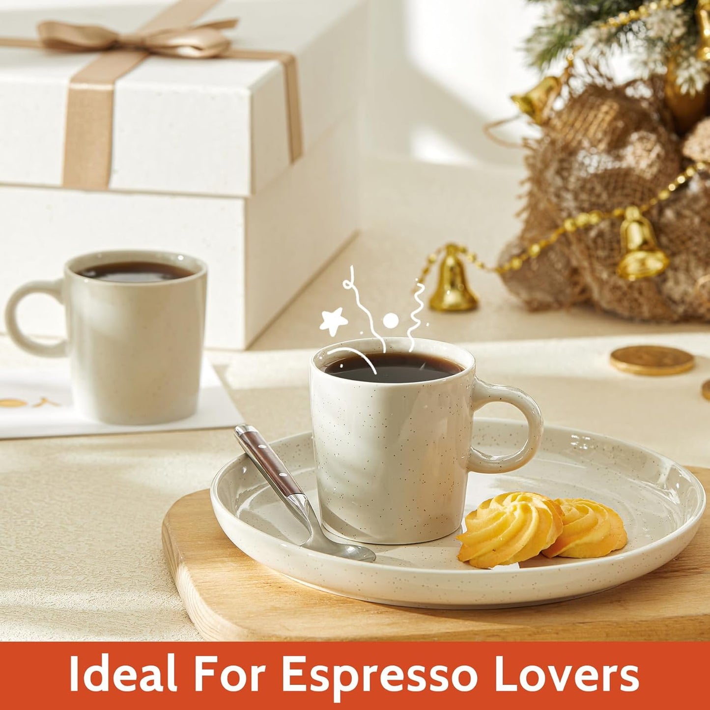 Sweese 4-Pack Porcelain Espresso Cups, Dove Grey Superior Durable Professional, 3.5 Fluid Ounces nan nan