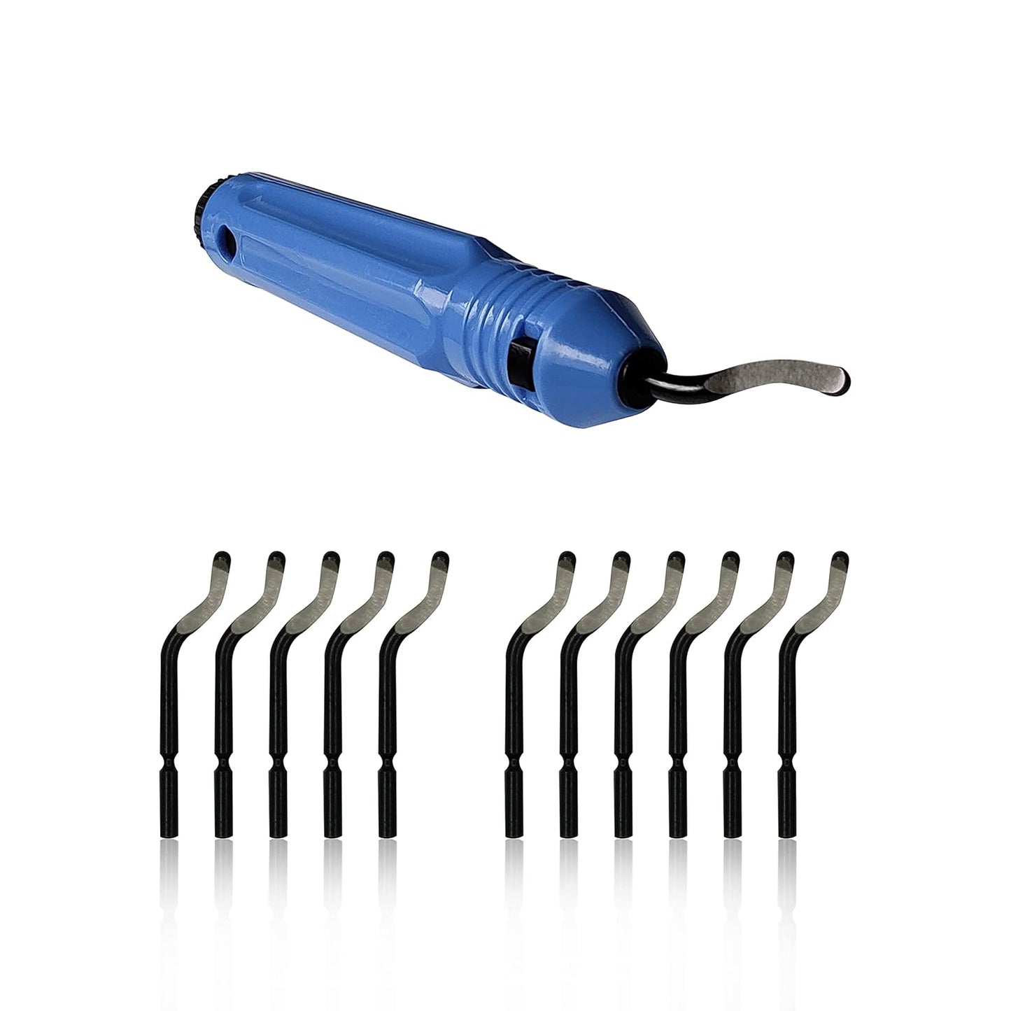 Deburring Tool Kit, a Anti-Slip Handle and Pack of 10 BS1010 Deburring Blades, for Wood, Metal, Plastic, Aluminum, Copper and Steel