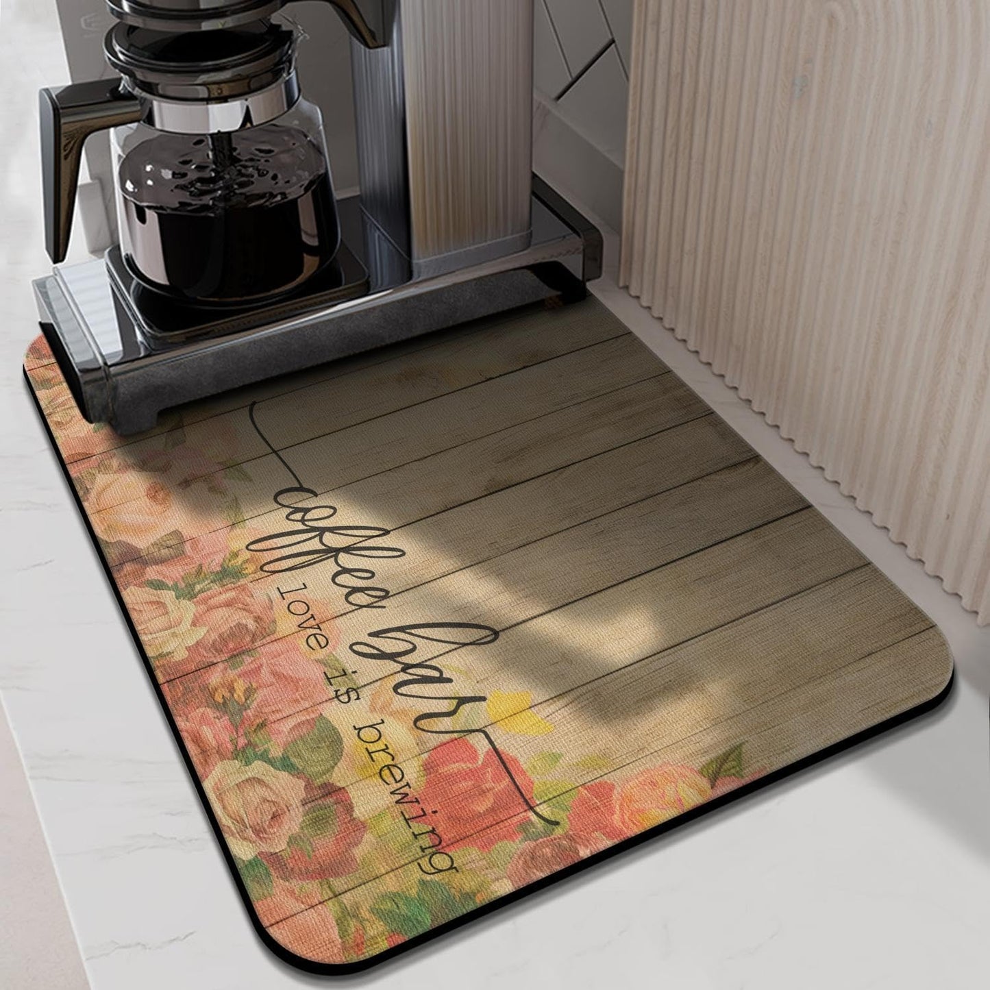 Rubber Dish Drying Mat for Kitchen Counter Large Coffee Bar Washable Quick Home Coffee Pad Fit Under Sink,Bar,Utensils or Stemware (24x18in)