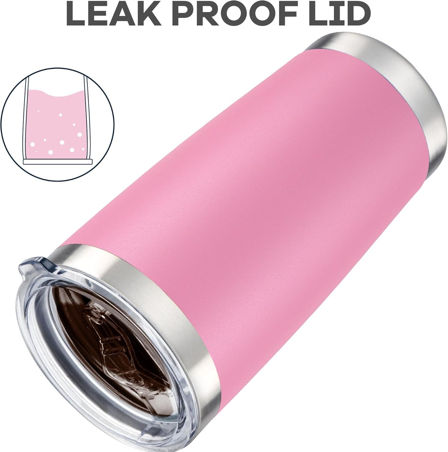 20 oz Tumbler with Lid Stainless Steel Insulated Tumblers Bulk Double Wall Vacuum Cups Powder Coated Travel Mug Keep Drinks Cold and Hot, Pink, 12 Pack