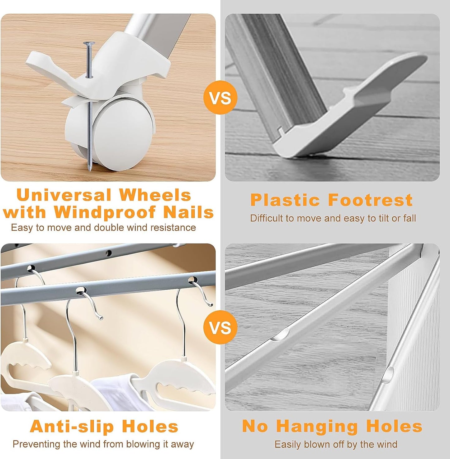 4-Legged Clothes Drying Rack Foldable, Double Dryer Rack with 20 Clips, Outdoor Laundry Drying Rack with 4 Pulleys, Collapsible Drying Rack Clothing, Aluminum Hanging Dry Rack for Clothes,Socks,Towel