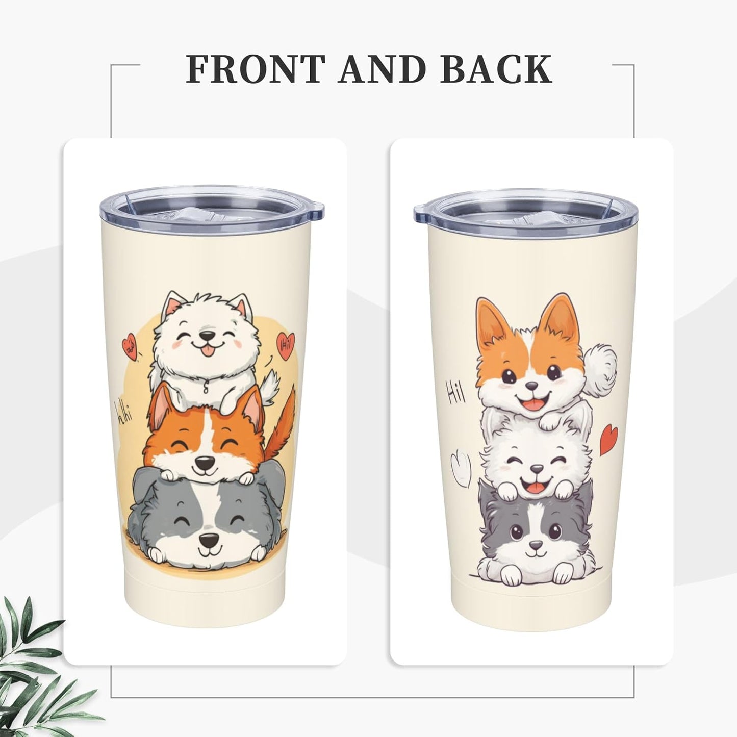 Dog Tumbler with Lid and Straw 20oz Coffee Tumblers Leakproof Stainless Steel Travel Mug Vacuum Insulated Cup for Iced and Hot