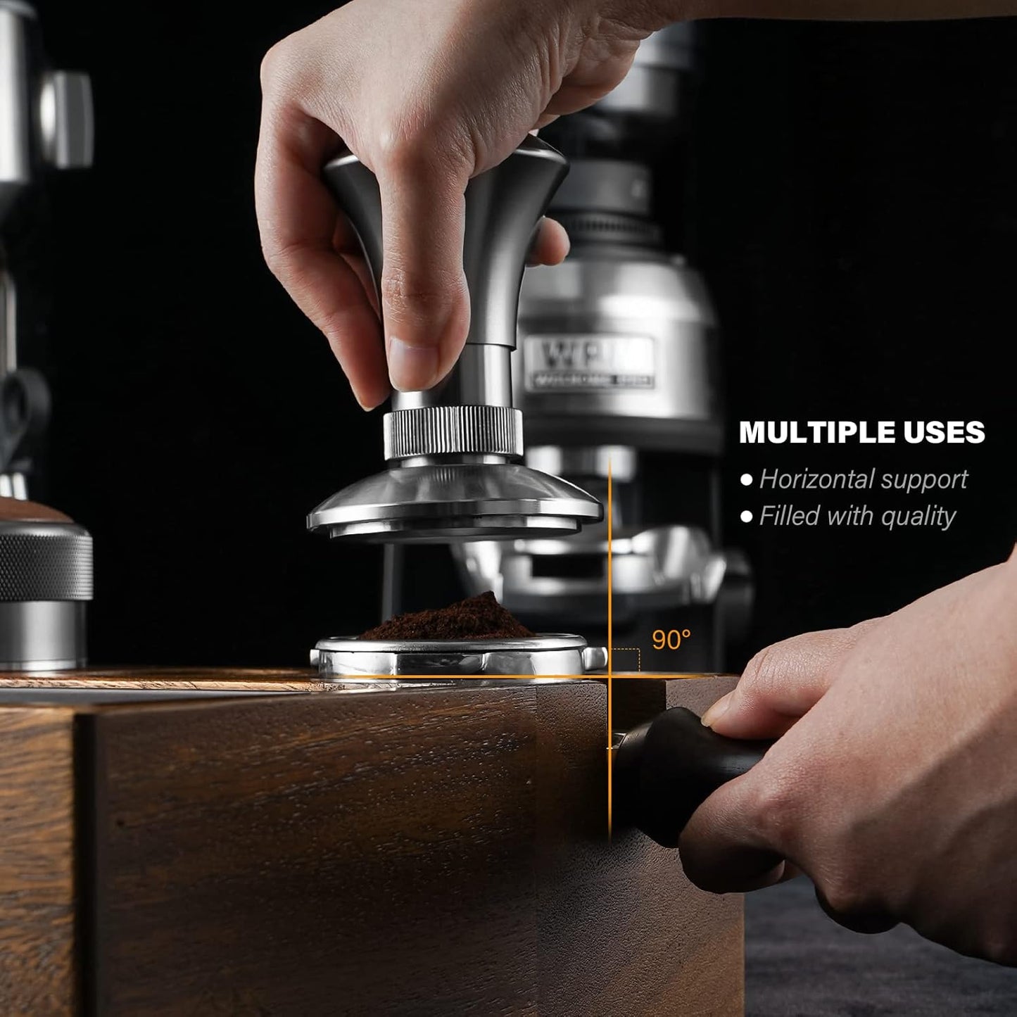 CrossCreek Coffee Knock Box | Fits 58mm Portafilter Holder | Tamping Station & Distributor Stand | Large Wood Espresso Container | Espresso Accessories for Coffee Bar