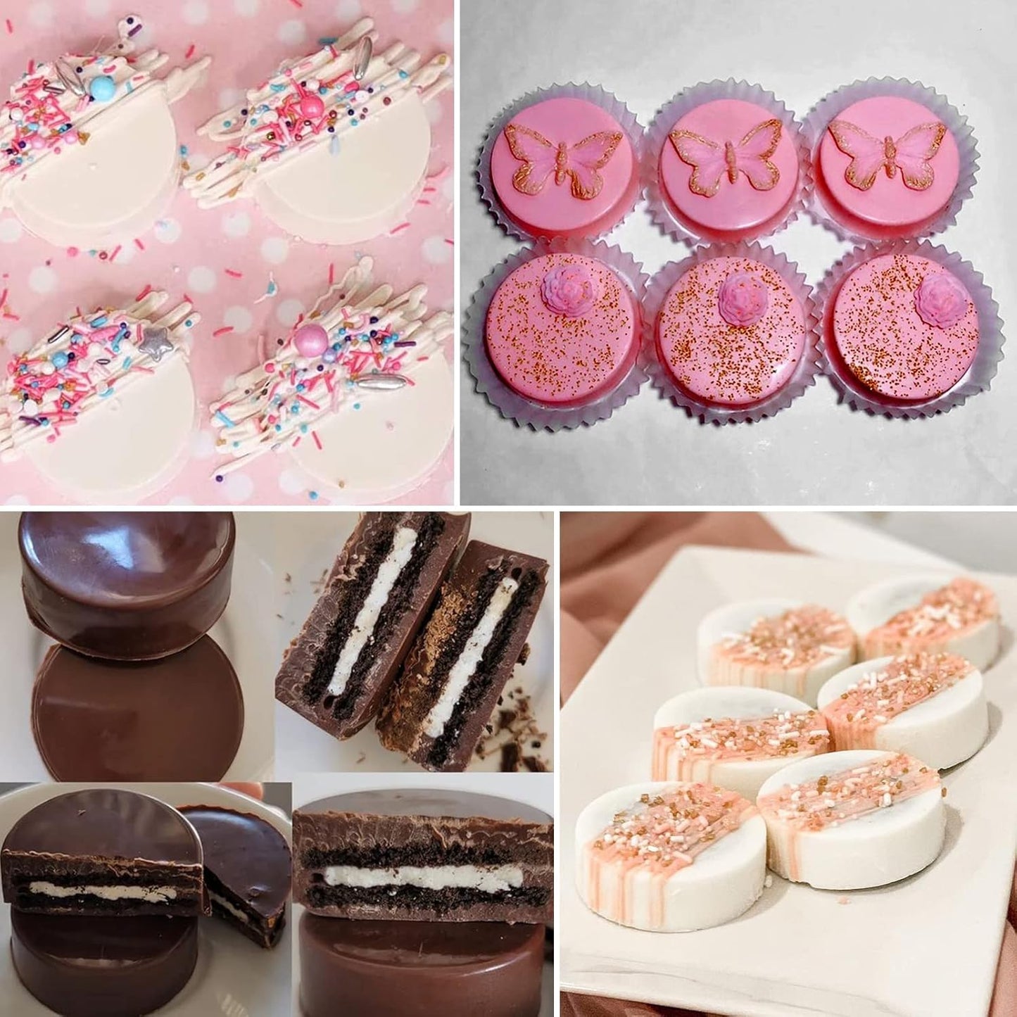 Round Chocolate Cookie Molds, 2PCS SAKOLLA Cylinder Silicone Mold for Chocolate Covered Oreos, Cake, Candy, Pudding, Mini Soap