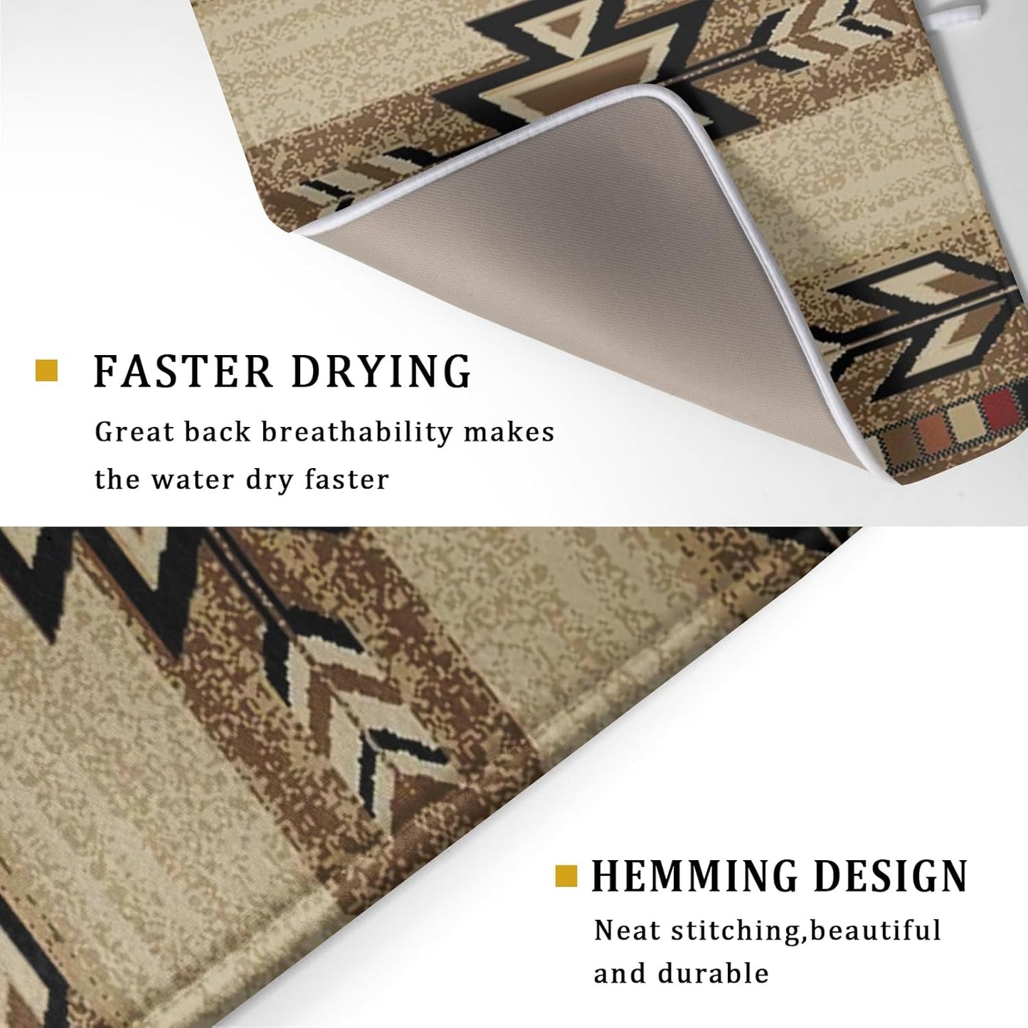 Giwawa 18"x24" Southwestern Dish Drying Mat Rustic Brown Tribal Ethnic Large Dish Drainer Mats Antique Native American Absorbent Microfiber Dish Drying Pad for Kitchen Countertop Decor