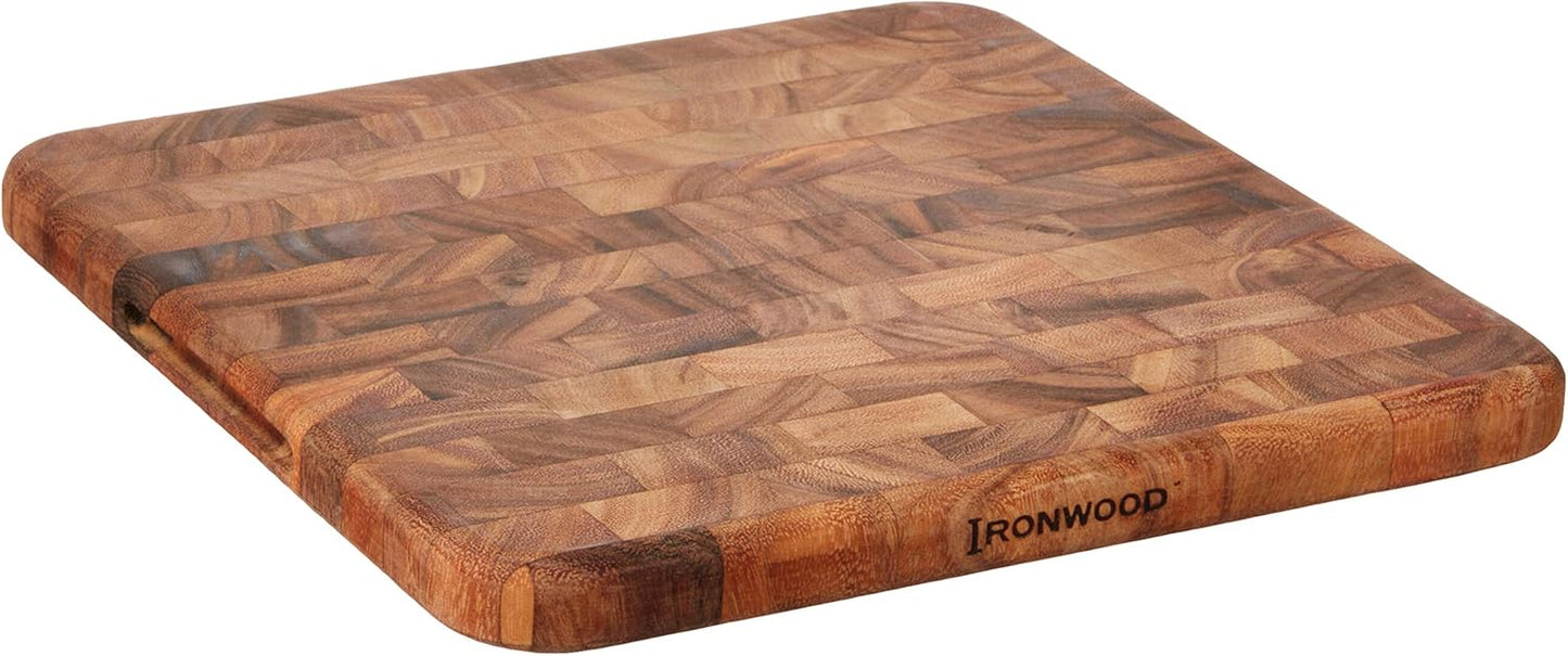 Ironwood Oslo End Grain Square Utility Cutting Board, One Size, Acacia Wood, Brown