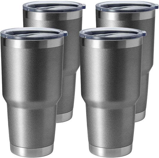 HASLE OUTFITTERS 30oz Stainless Steel Tumbler, Double Wall Vacuum Insulated Travel Mug Tumbler, Durable Insulated Coffee Mug, Gift Box Set (Grey, 4)