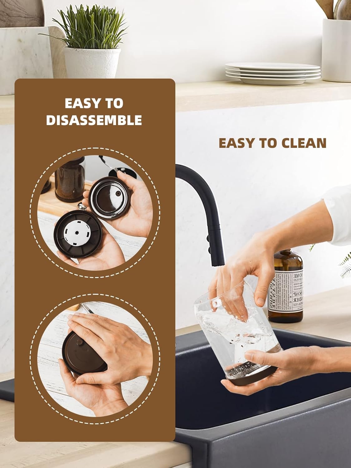 Coffee Canister, 2000ml Borosilicate Glass Airtight Coffee Containers for Ground Coffee with CO2-Release Valve - Large, 21 oz, Brown