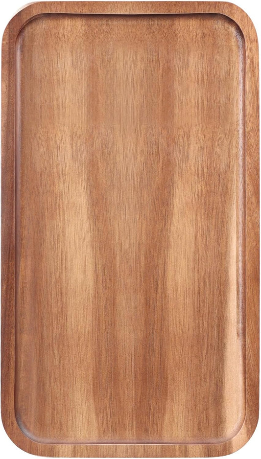 Medium Acacia Wood Serving Trays Long Charcuterie Boards Wood Snack Platter Rectangular Cookie Appetizer Plates Serving Cheese Board Rectangle Kitchen Dinner Platters for Food Dish Cake Dessert Tray