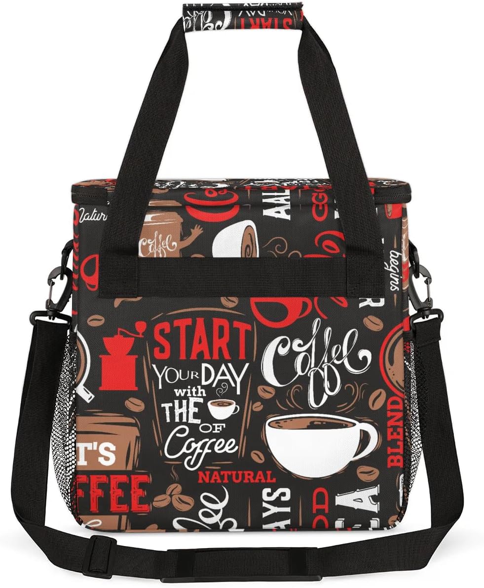 coffee beans cup red Coffee Maker Carring Bag Travel Carrying Storage Tote Bag Compatible with Keurig K-Mini or K-Mini Plus Portable Single Serve Coffee Brewer Case with Pockets for K-cup Pods