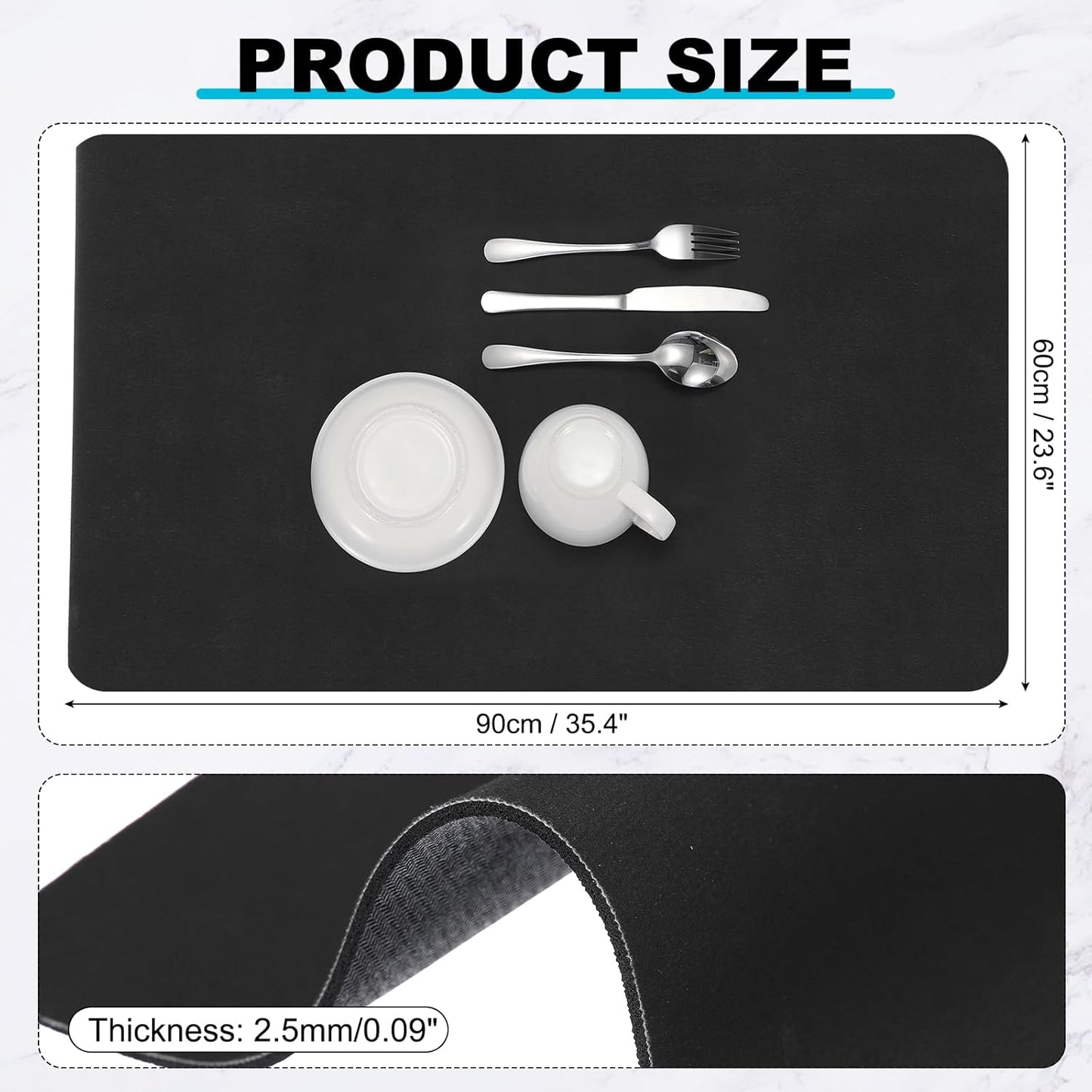 uxcell Silicone Mats for Kitchen Counter, 35.4" x 23.6" Non-Slip Countertop Protector Mat Heat Resistant Coffee Mat Waterproof Table Placemat, Black