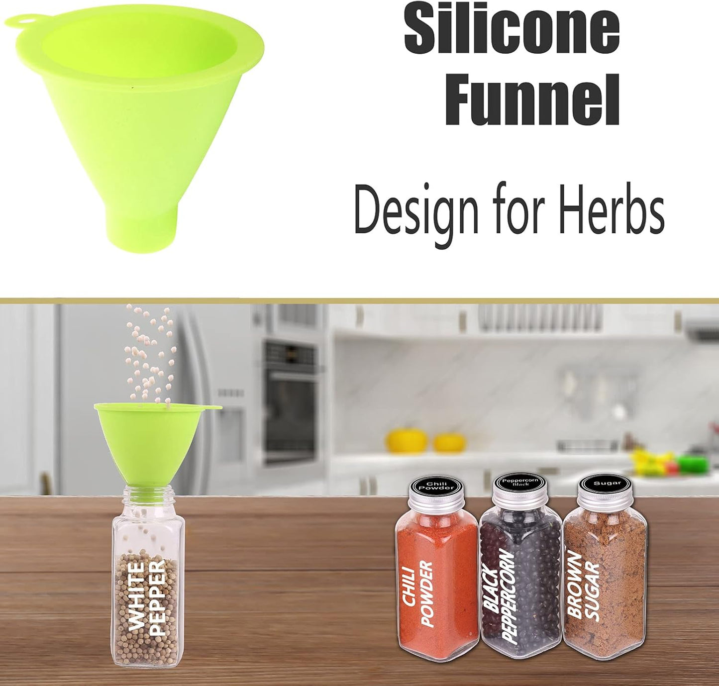 SWOMMOLY 25 Glass Spice Jars 8 oz Empty Spice Bottles with 713 Spice Labels, Chalk Marker and Funnel Complete Set. 25 Square Seasoning Containers with Airtight Cap, Pour/sift Shaker Lid