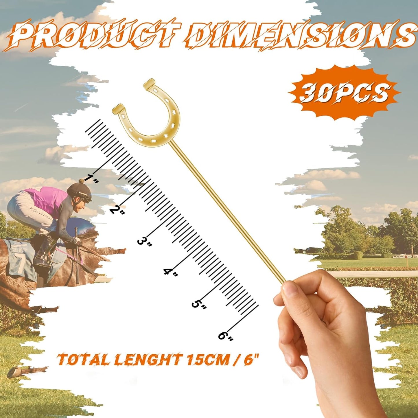 6 Inch Derby Drink Plastic Stirrers Swizzle Sticks for Cocktails Coffee Reusable U Shaped Horseshoe Drink Stirrers for Coffee Beverage Party Bar Weddings Events(Gold,silver,30 Pcs)