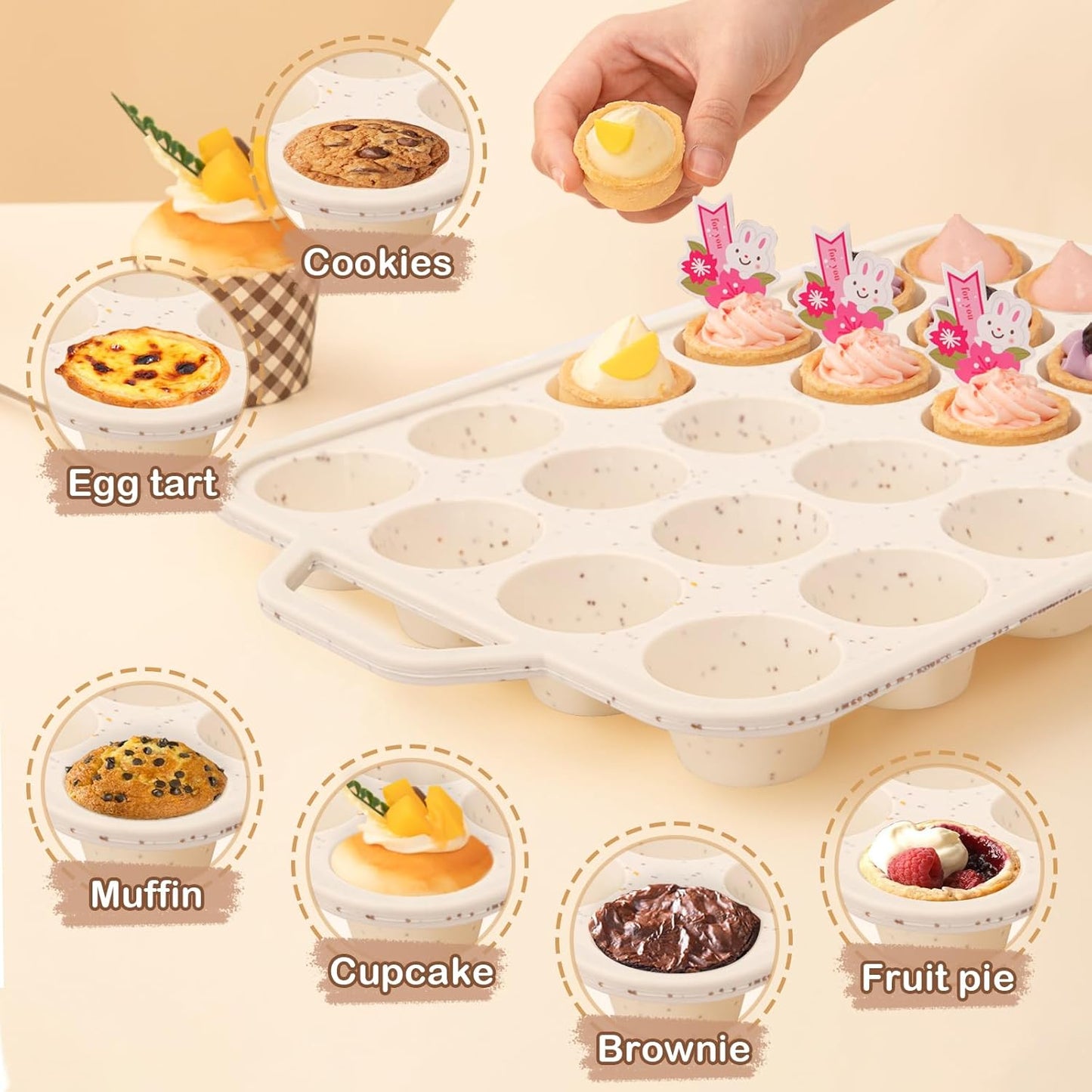 Silicone Mini Muffin Pan, 24 Cups Muffin Tin Baking Mold With Reinforced Stainless Steel Frame Inside, Nonstick Bakeware Cupcake Pan BPA Free